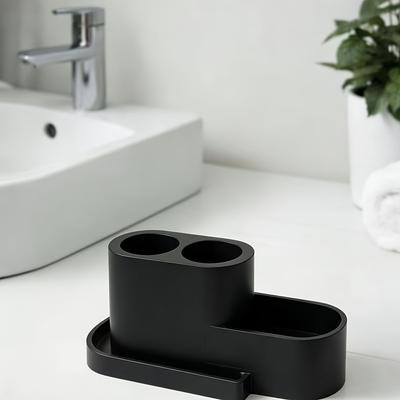 Market Central Removable Base Electric Toothbrush Holder With Easy Clean Toothbrush Organizer For Bathroom Counter black