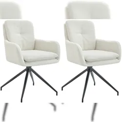 DELUKE 2er Set Esszimmerstuhl NAVER - Stoff Creme 58x63x85 cm | Essstühle Esszimmerstühle Küchenstühle Wohnzimmerstühle