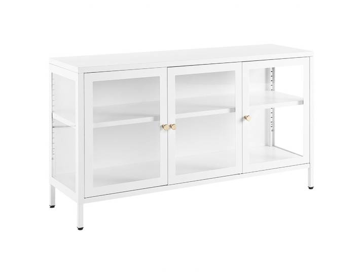 SIDEBOARD mit Glastüren Metall 115 cm Weiß Newport