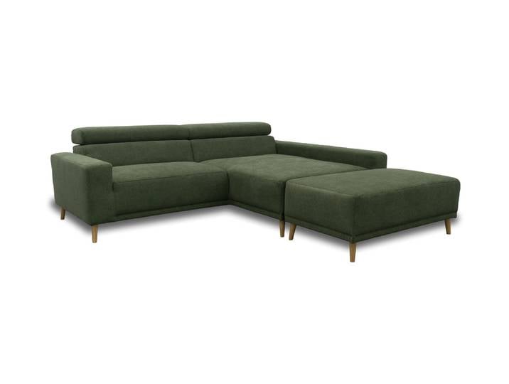 Domo Eck-Schlafsofa »Malmö« mit Hocker - 248x172x72cm - dunkelgrün -