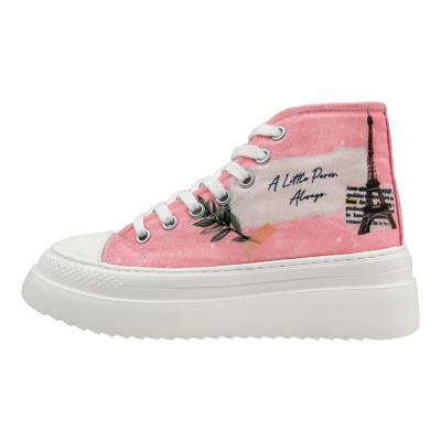 Sneaker DOGO "Fiora High-Top Sneaker A Little Paris Always Damen Sneaker", Damen, Gr. 37, Normalschaft, pink (rosa), Textil, Schuhe Sneaker, Handgefertigt