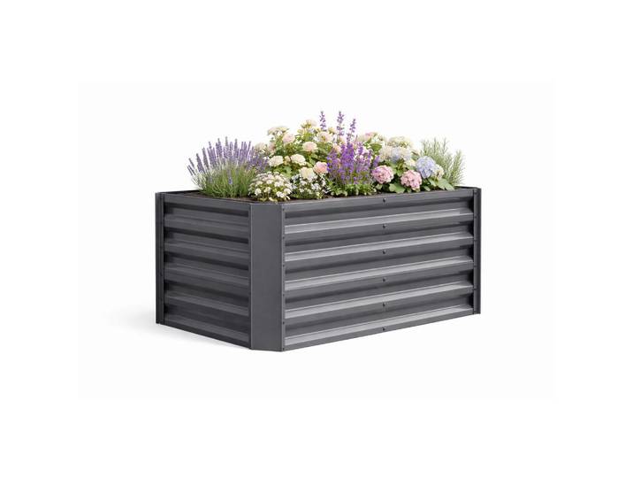 Hochbeet, Schwarz, Metall, 332 l, 120x57x60 cm, Gartenzubehör, Hochbeet