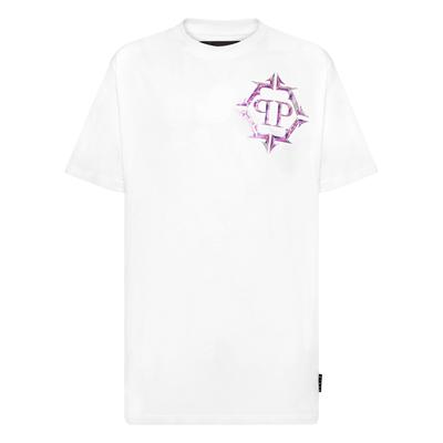 T-Shirt PHILIPP PLEIN "Chrome", Herren, Gr. XXL, weiß (01, weiß), Obermaterial: 100% Baumwolle, Shirts T-Shirt