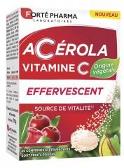 Forté Pharma Acérola Vitamine C Origine Végétale - Effervescent - Source de Vitalité - 20 Comprimés - Boîte 20 comprimés effervescents