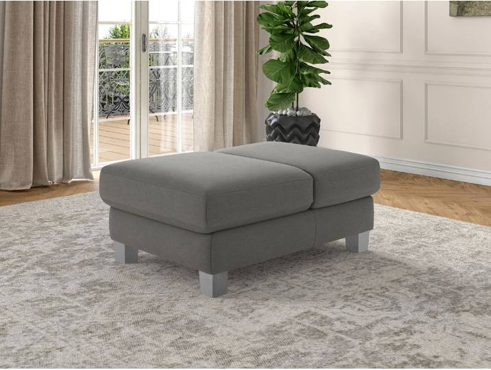 Polsterhocker SIT & MORE Dundee , grau, B:75cm H:46cm, Hocker, Polsterhocker, mit Klappfunktion, Federkern und hochwertigen Edelstahlfüssen