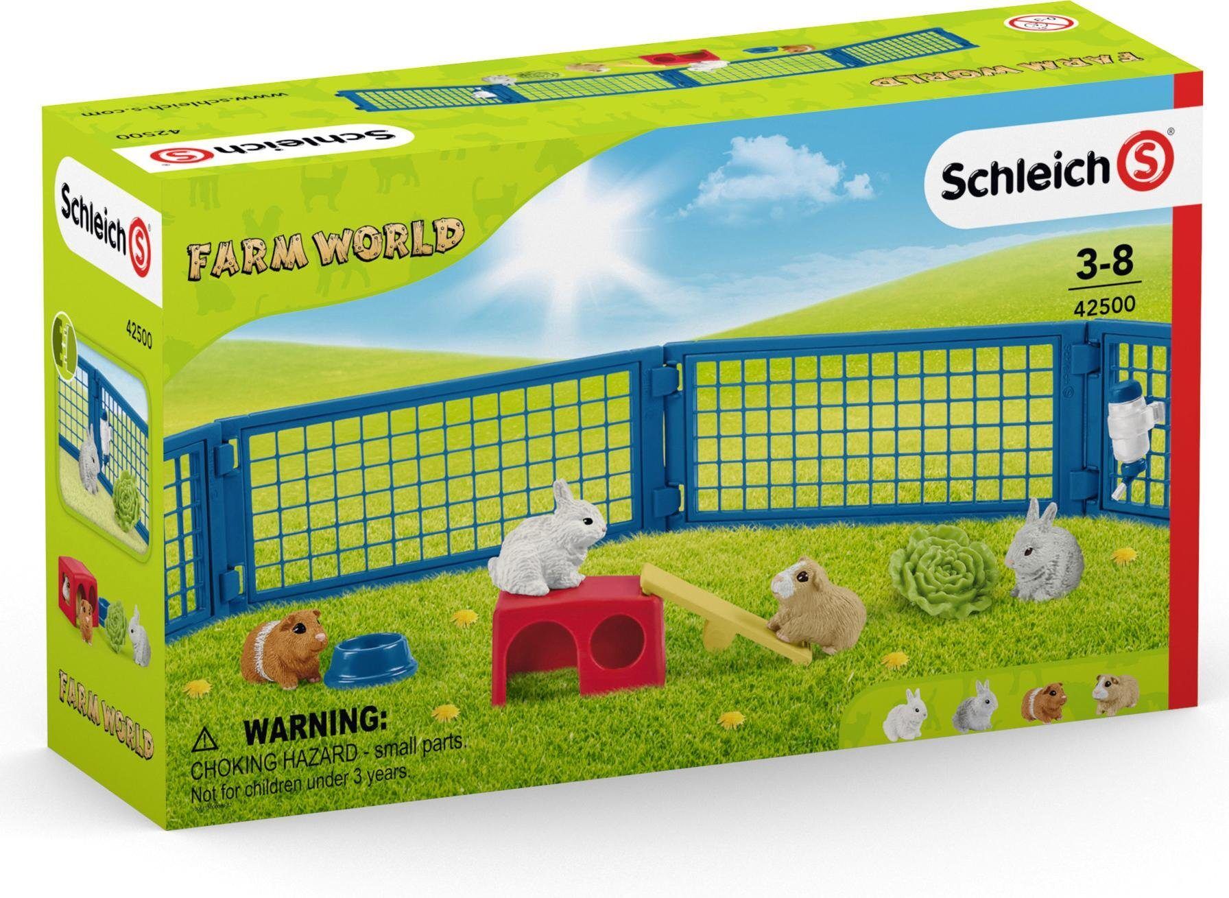 Spielfigur SCHLEICH "FARM WORLD, Zuhause für Kaninchen und Meerschweinchen (42500)", bunt, Spielfiguren, Kinder, Kunststoff, Spielfigur