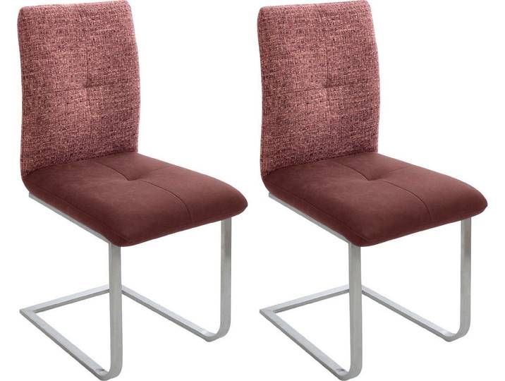 K+W Komfort & Wohnen Freischwinger Giacomo II (Set, 2 St), mit Metallgriff am Rücken, Sitz und Rücken gesteppt in Materialmix