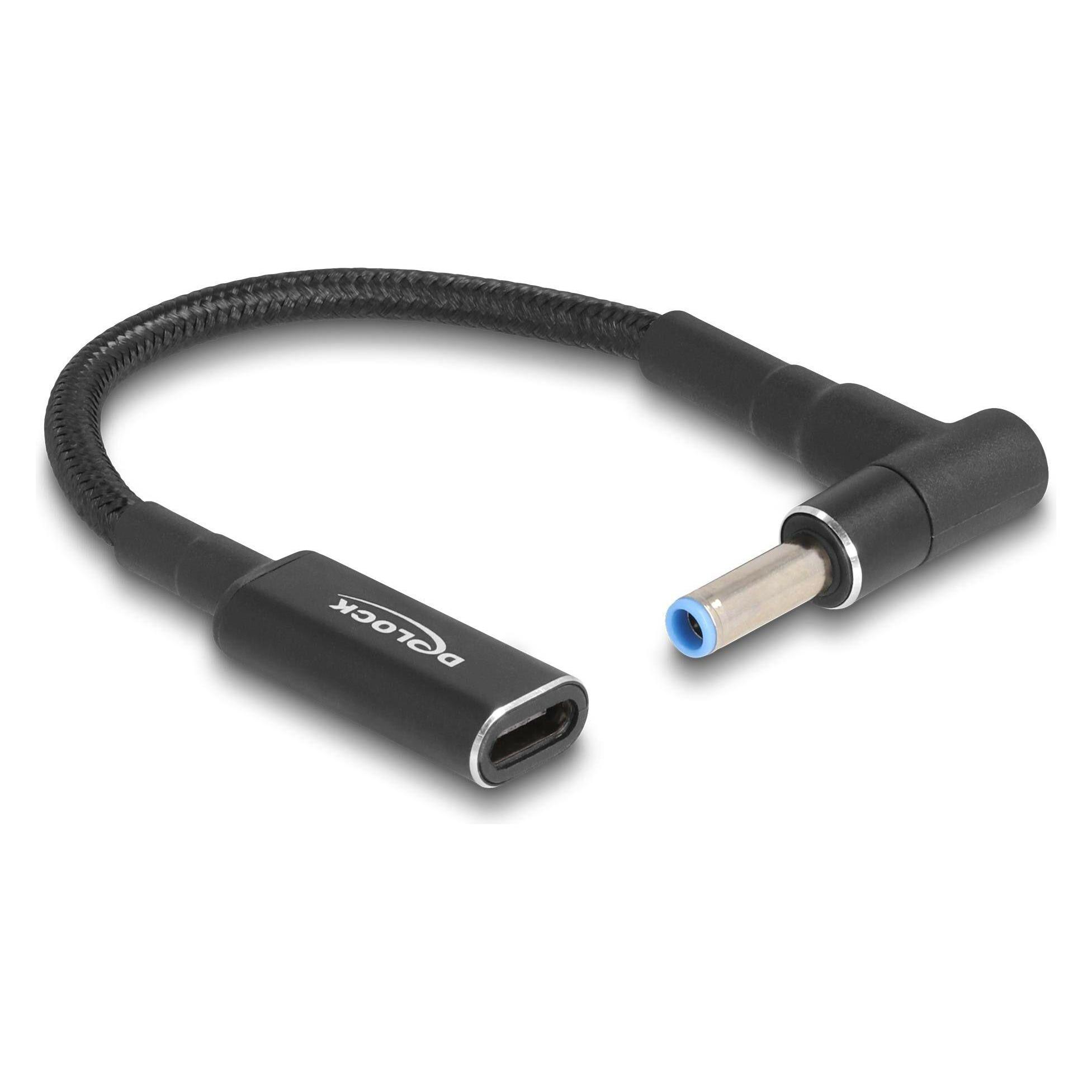 Delock Adapterkabel für Notebook Ladekabel USB Type-C Buchse zu HP 4,5 x 3.0 mm Stecker 90° gewinkelt 15 (60031)