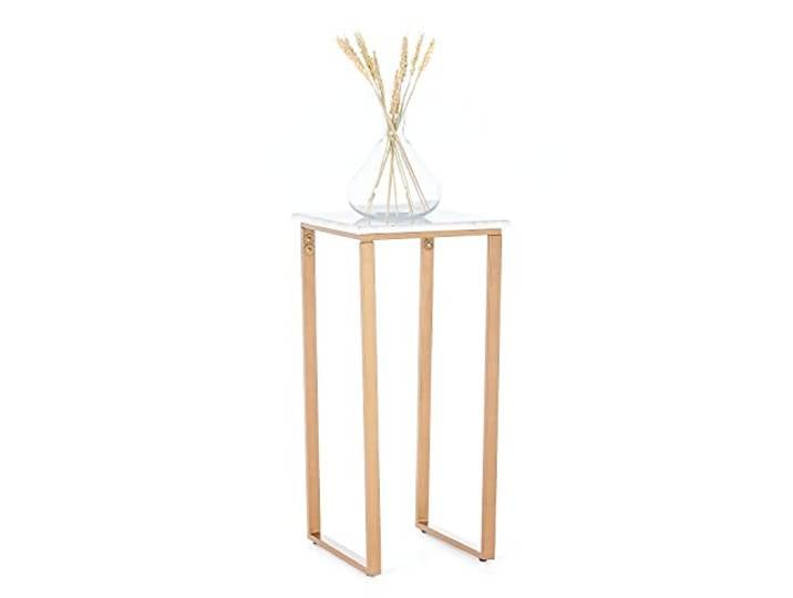 Penguin Home® Beistelltisch, Marmor und Eisen, Weiß und goldfarben, 30.5x30.5x63.5cm