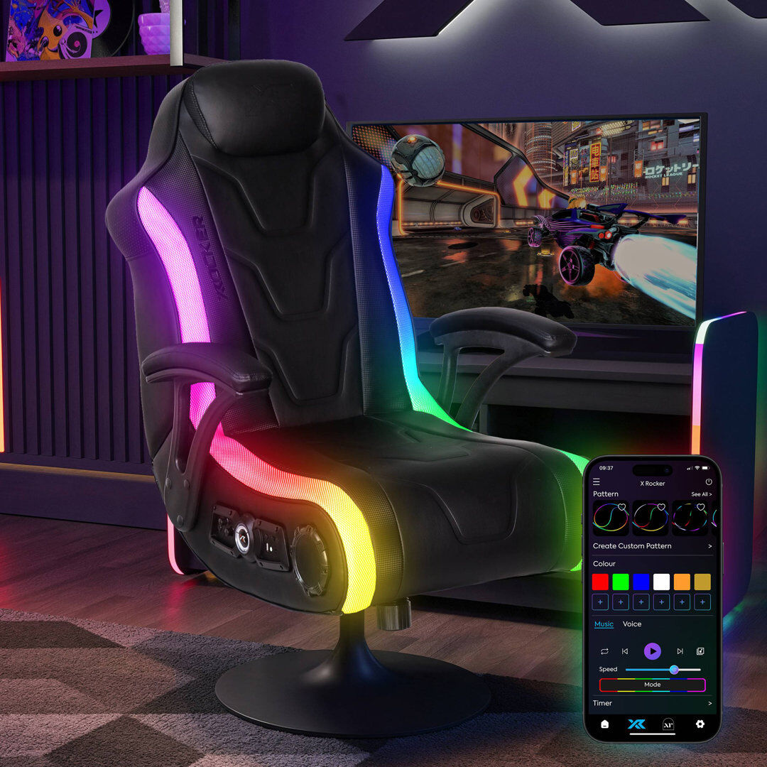 X Rocker Monsoon RGB 4.1 Audio Console LED Gaming Chair Black 105cm H X 65cm W X 82cm D