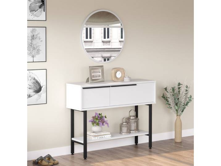 Table console Vesanto 100 x 30 x 76 cm blanc noir