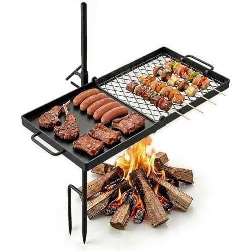 VEVOR Draaibare campinggrill met koolstofstalen grillrooster van 61 cm, zwart