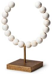Mercana Pontchartrain I Small White Beaded Broken Sphere Decorative Object w/ Gold Base