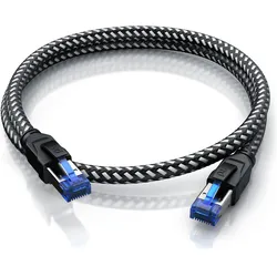 Primewire 5x CAT 8 Netzwerkkabel 40 Gbits - Baumwollmantel - LAN Kabel Patchkabel RJ45 - S/FTP PIMF Schirmung (PiMF, S/FTP, CAT8.1, 1 m), Netzwerkkabel