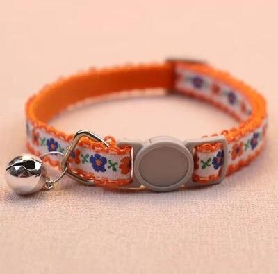 Inspired Living Floral Lace Bell Cat Collar Adjustable Embroidered Pet Collar For Stylish Cats 8