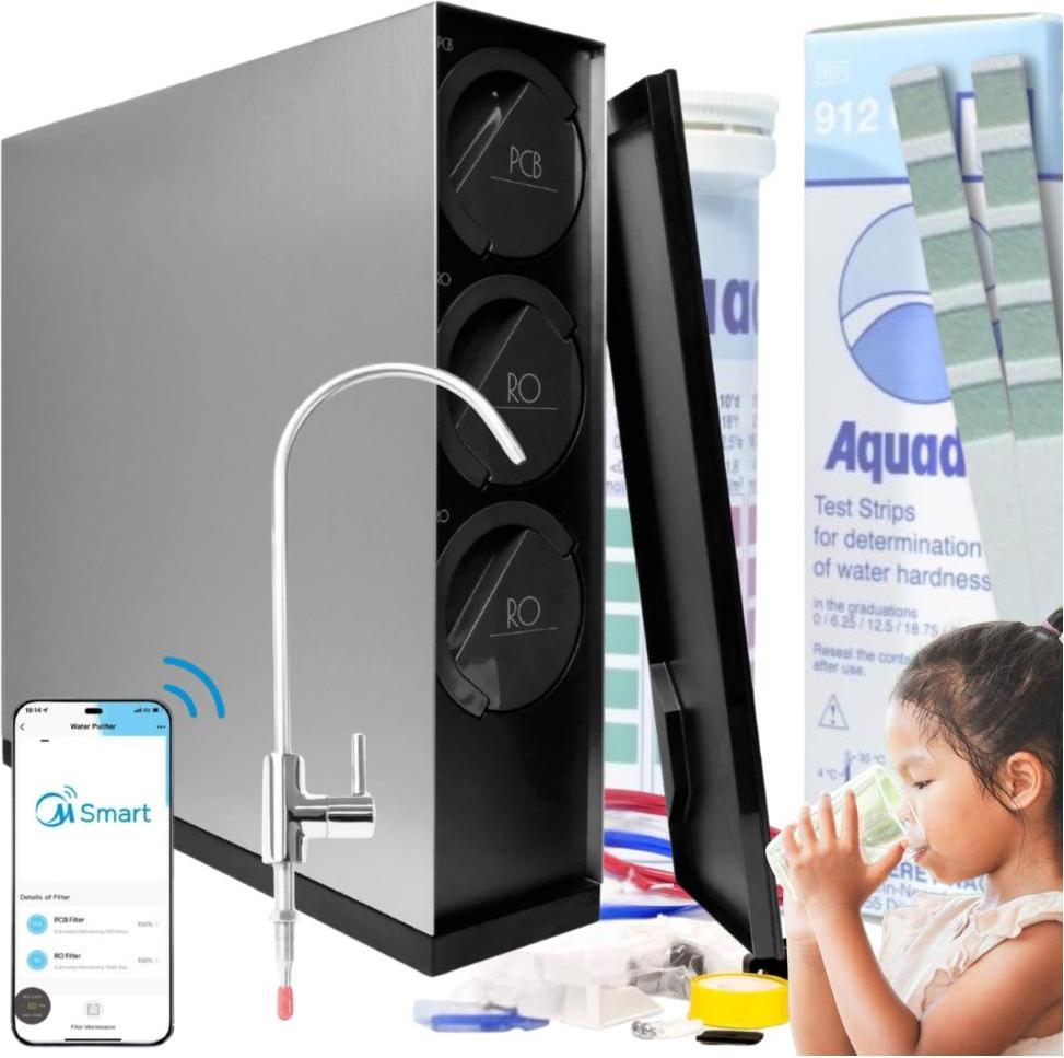 Wasserfilter Midea 600GPD Smart WiFi, tankloses Umkehrosmose System, 3 stufige Filterung, Direct Flow, 2270 l pro Tag