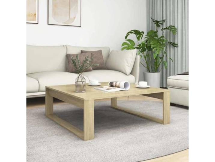 HEFZGDB Couchtisch Sonoma-Eiche 100x100x35 cm Holzwerkstoff Wohnzimmertisch mit robuster Tischplatte für Getränke Snacks Bücher Dekoartikel leicht zu reinigen
