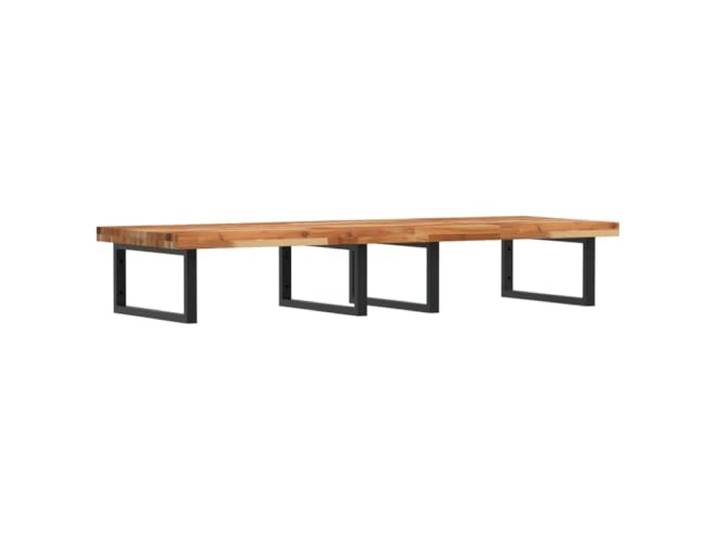 WEMYUFURN Waschbeckenregal Wandmontage aus Stahl und Akazienholz Schweberegal, rechteckige Halterungen, Holzplatte nicht vorgebohrt, Stauraum, modernes Design