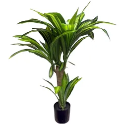 Kunstpflanzen, Naturgetreue Kunstpalme Yucca Dracaena 80cm, hochwertige Kunstpflanze (80 cm)