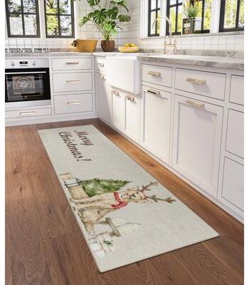 Addison Rugs Indoor/ Outdoor Cozy Winter Taupe Washable Christmas Dog Rug