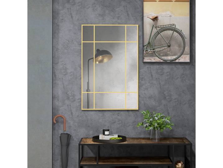 HOMCOM Miroir Verrière Métal Doré 90x60cm Style Fenêtre