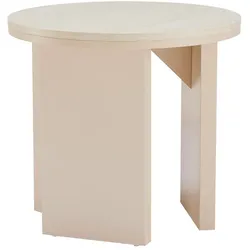 Oviala Business Runder Couchtisch in Holzoptik, 50 cm Durchmesser, cremefarben