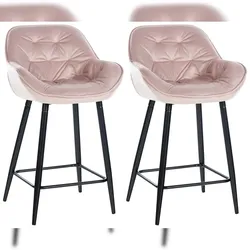 CLP 2er Set Barhocker Gibson pink/Samt