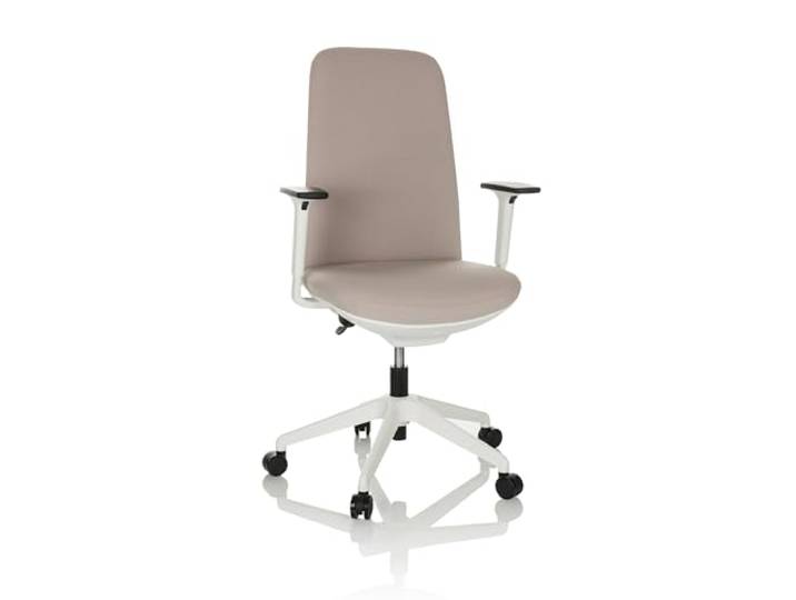 hjh OFFICE Chaise de Bureau Professionnelle NESTORA Tissu\, Chaise pivotante Moderne confortablement rembourrée\, Dossier Haut\, Beige 760019