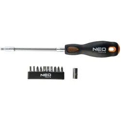 Neo, Schraubenzieher, Schraubendreher mit flexibler Spitze + Spitzen 10 Stk. (04-212)