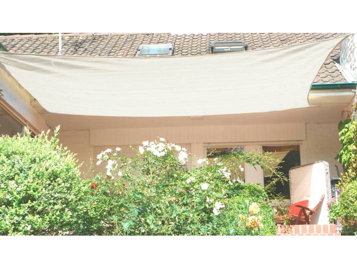 Sonnensegel FLORACORD, beige (cremefarben), B:500cm T:400cm, HDPE (High Density Polyethylen), Sonnensegel, Sonnensegel, BxT: 500x400 cm, cremeweiss