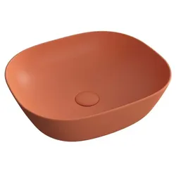 VitrA Plural Aufsatzschale 7810B477-0016 45 x 38 x 13,5 cm, rote Erde matt, flach, rechteckig, ohne Überlauf/Hahnloch