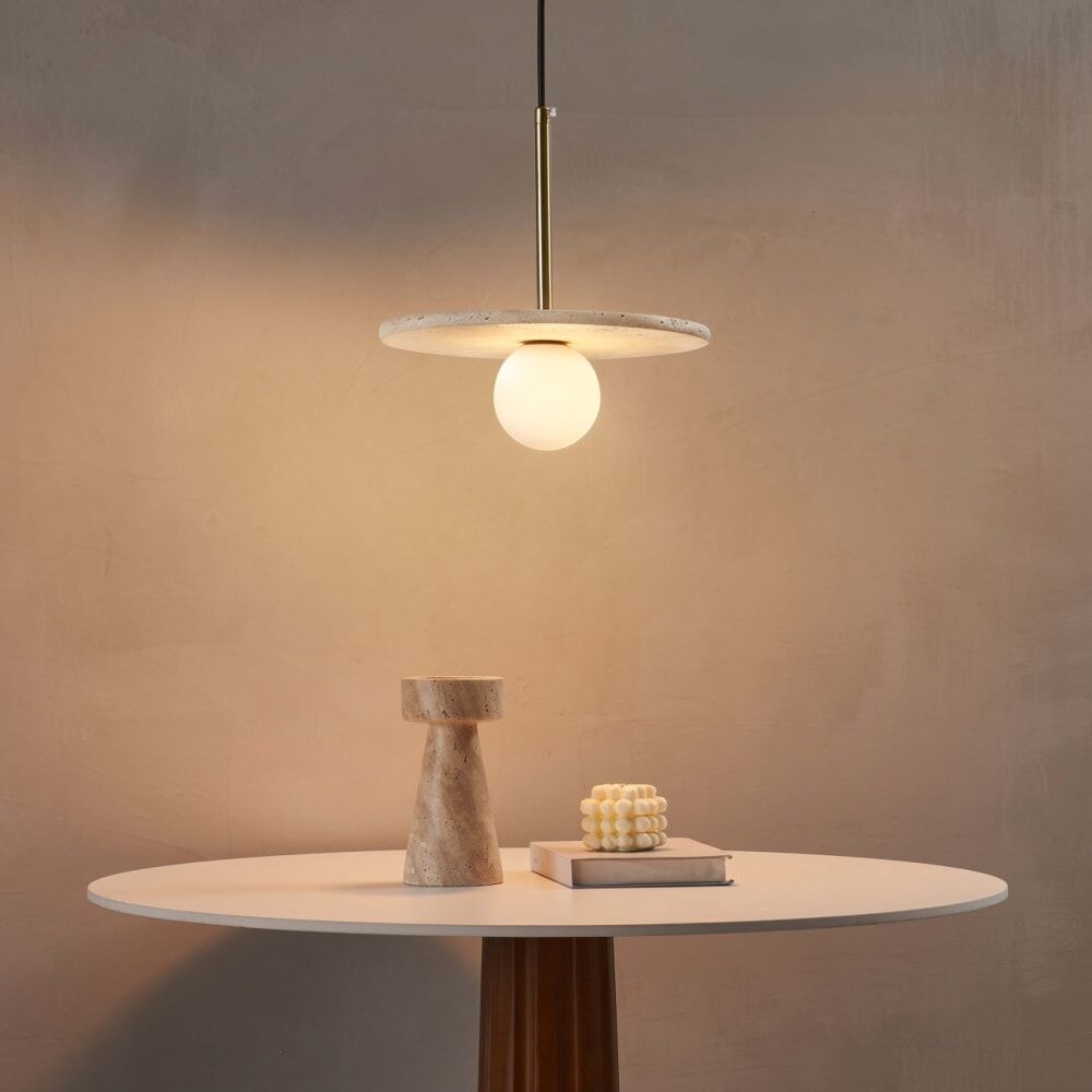 Kosilum Suspension en verre beige et blanc 25 cm Beige 25x25x25cm
