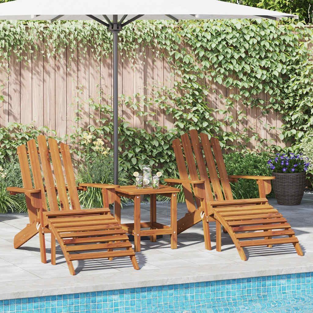 2 Adirondack-Gartenstühle mit Fußteilen aus massivem Akazienholz