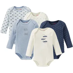 Bornino Lieblinge 5er-Pack Bodys langarm, blau, 62