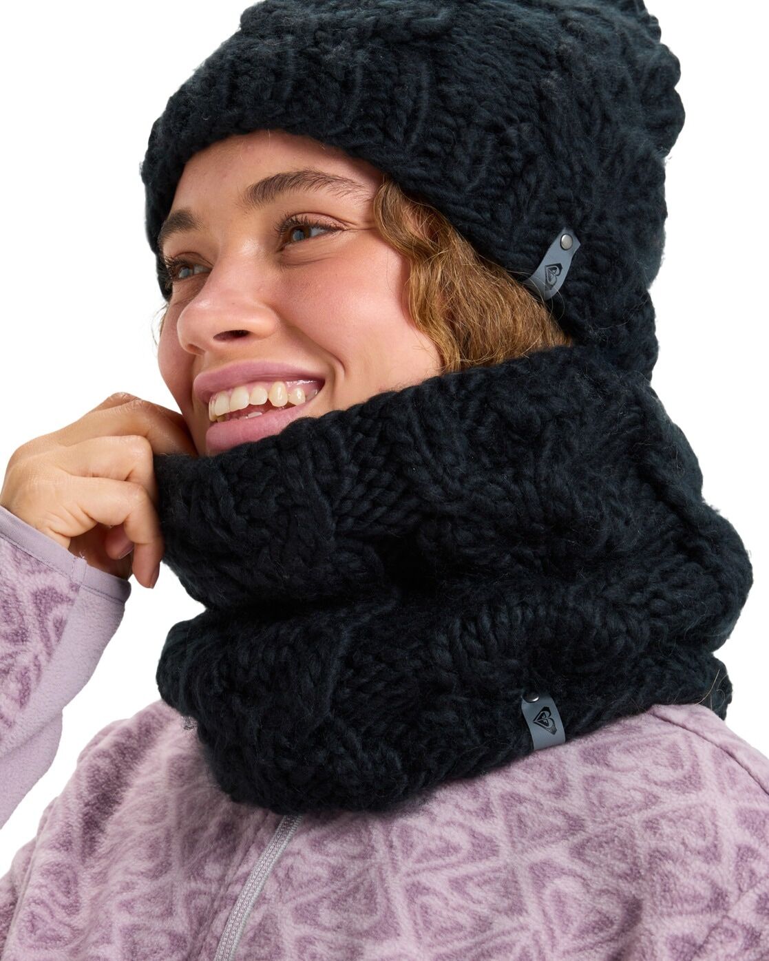 Multifunktionstuch ROXY "Winter Collar", Damen, schwarz, Obermaterial: 100% Modacryl., Modetücher Multifunktionstuch