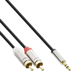 InLine Slim Audio Kabel 3,5mm Klinke auf 2x Cinch, 5m