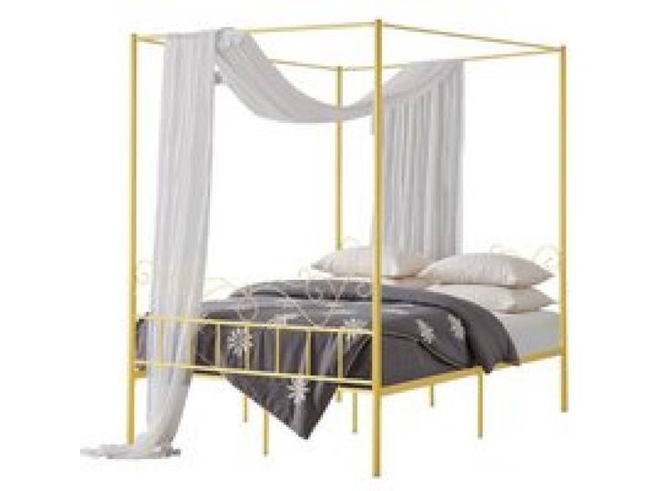 VEVOR Himmelbettrahmen (Queen Size), Metallhimmelbett mit minimalistischem Kopfteil & Himmelbett-Design, robuste Stahllattenstütze (rund), Stauraum unter dem Bett, kein Boxspring erforderlich, Gold