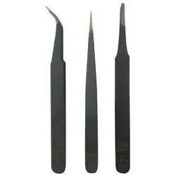 RS PRO, Pinzette, 2A ESD, 3 ESD, 7 ESD Stahl Pinzettensatz, 1