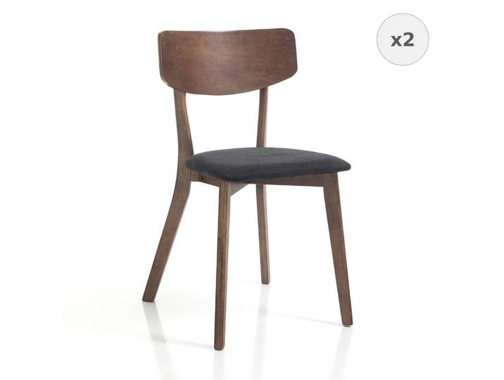 Lot de 2 chaises tissu gris h80 x l44 x p47