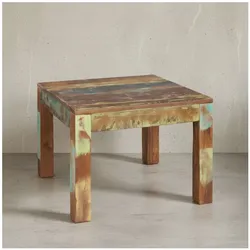 KADIMA DESIGN Rustikaler Couchtisch: Recyceltes Mango-Holz, Shabby-Chic-Design, robust, Klarlack-Beschichtung, große Tischplatte.