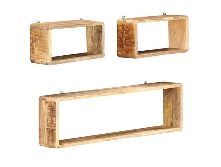 Lot de 3 étagères cube murales en bois de manguier massif