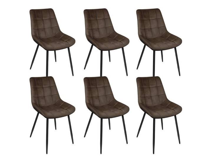 Chaise de salle à manger - JEOBEST - Lot de 6 - Marron - Velours - Métal