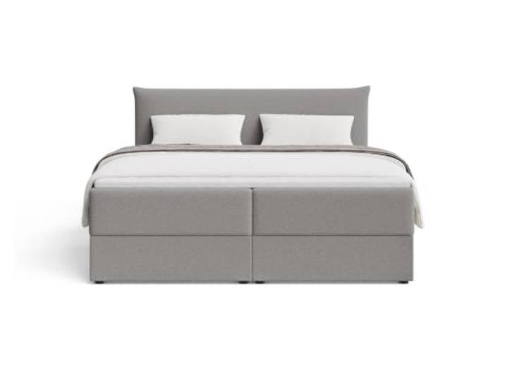 Chilly. Möbel Design Bett Livora - Komfort Boxspringbett mit klarer Form, Matratze und Topper - 160x200 cm - Bouclé Dunkelgrau