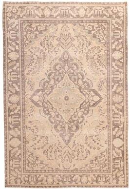 ECARPETGALLERY Hand-knotted Antalya Vintage Beige Wool Rug - 7'1 x 10'5