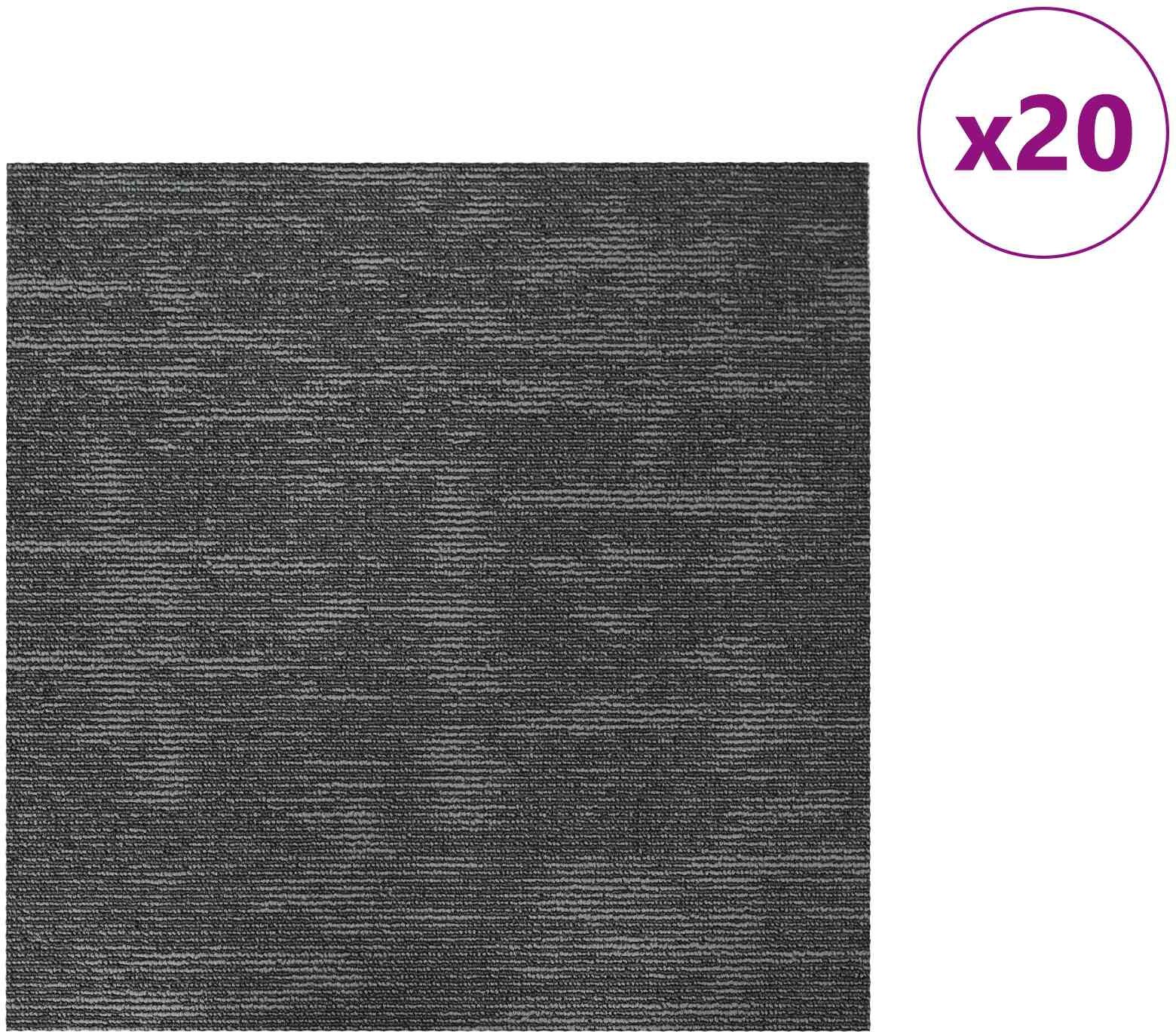 vidaXL Carreau de tapis Gris Charcoal 50 x 50 cm 20 pc PP et Bitume