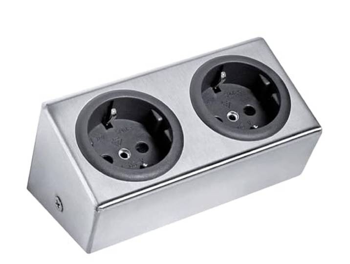 Thebo ST 3050 Alba ST/2 Steckdosenelement Edelstahl 2-fach Steckdosen-Leiste