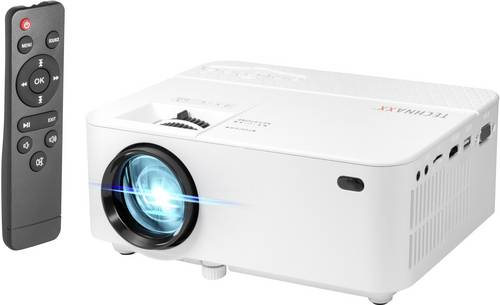 Technaxx Beamer TX-113 LED 1800 ANSI-Lumen 800 x 480 WXGA mit Fernbedienung, VGA Eingang, Integrierter Lautsprecher