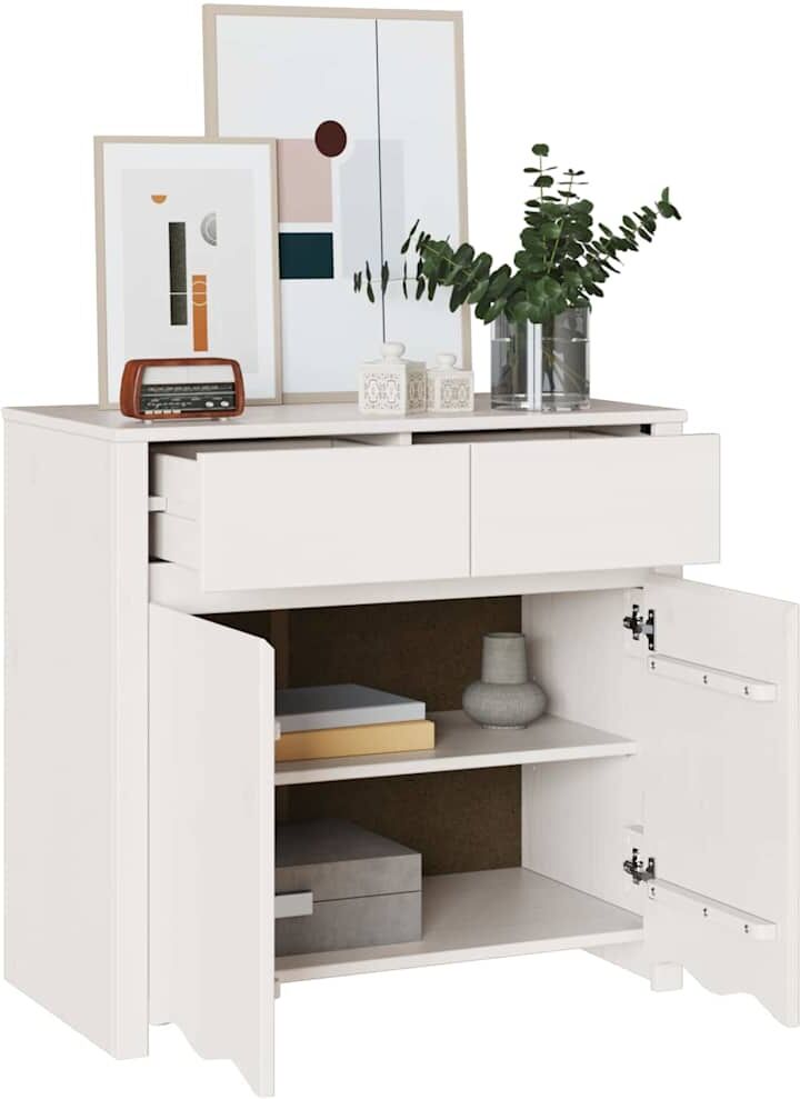 vidaXL Buffet Drammen Blanc 79 x 43 x 75.5 cm Bois de pin massif