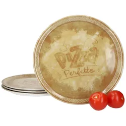 4x Perfetto Pizzateller Gelb Ø 31,5 cm 4 Personen Porzellan Pizza Servier-Platte