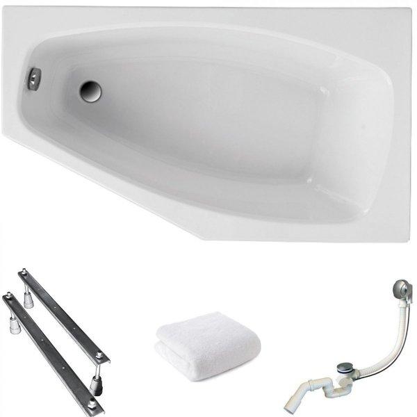 Aqua For You | Polimat Badewanne Marika - 140x80cm - Mit Siphon Und Füßen - Antibakterielle Beschichtung - Acryl - Eckbadewanne